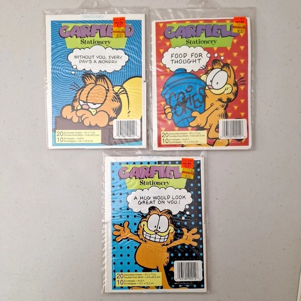 Vintage 1978 Mead Garfield Cat Stationary Sets Note Paper & Envelopes 3 Full Set